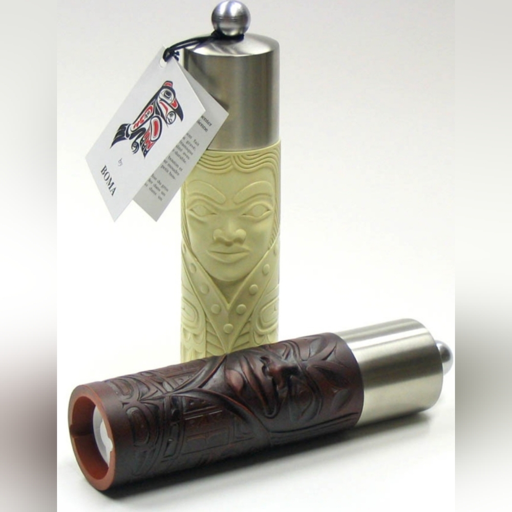 BOMA Carved Totem Salt & Pepper Grinders